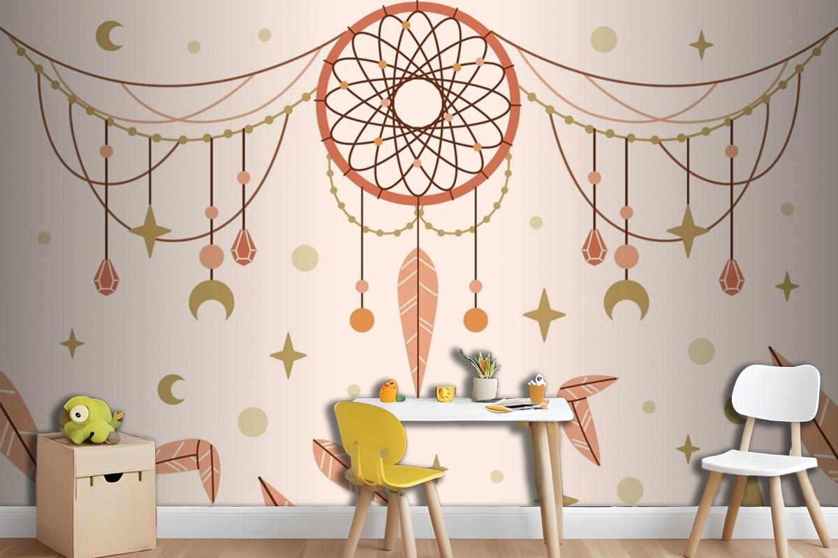 Hand Drawn Boho Background Wallpaper Mural