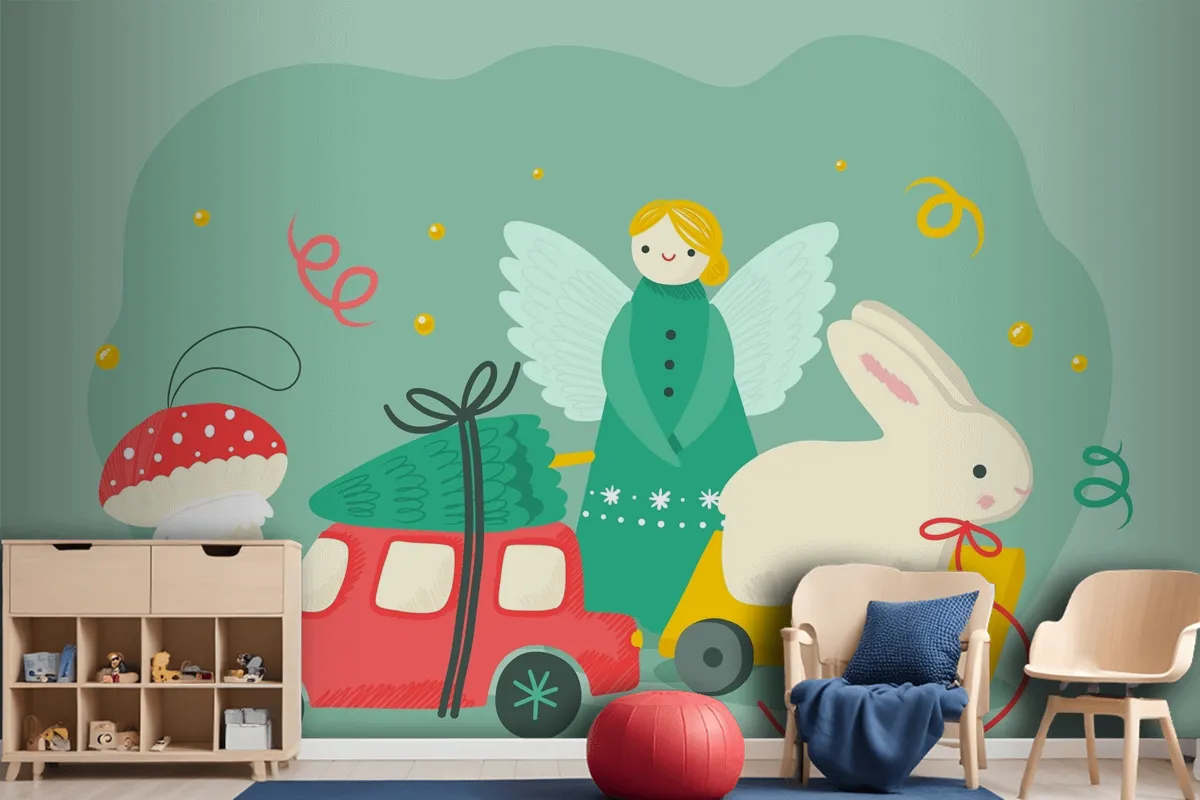 Hand Drawn Christmas Toys Background Wallpaper Mural