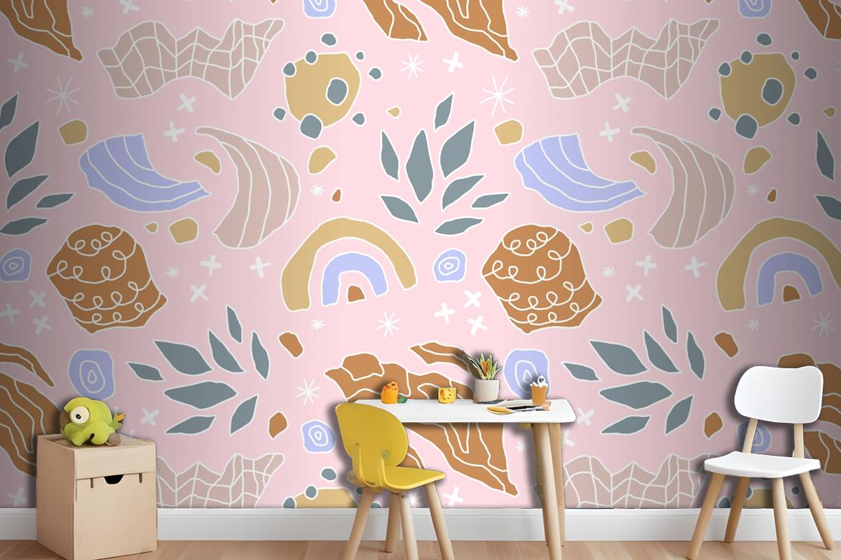 Hand Drawn Cutout Collage Pattern Wallpaper Mural