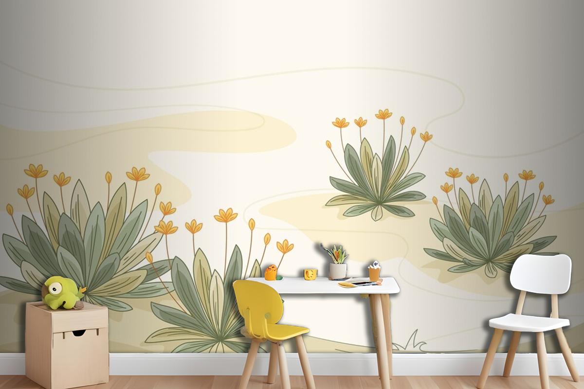 Hand Drawn Frailejon Plant Background Wallpaper Mural