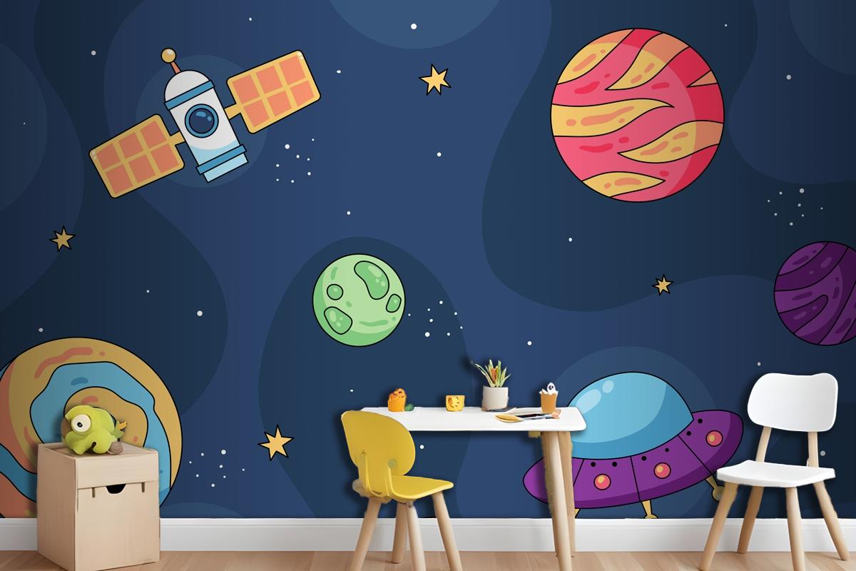 Hand Drawn Galaxy Kids Wallpaper Mural