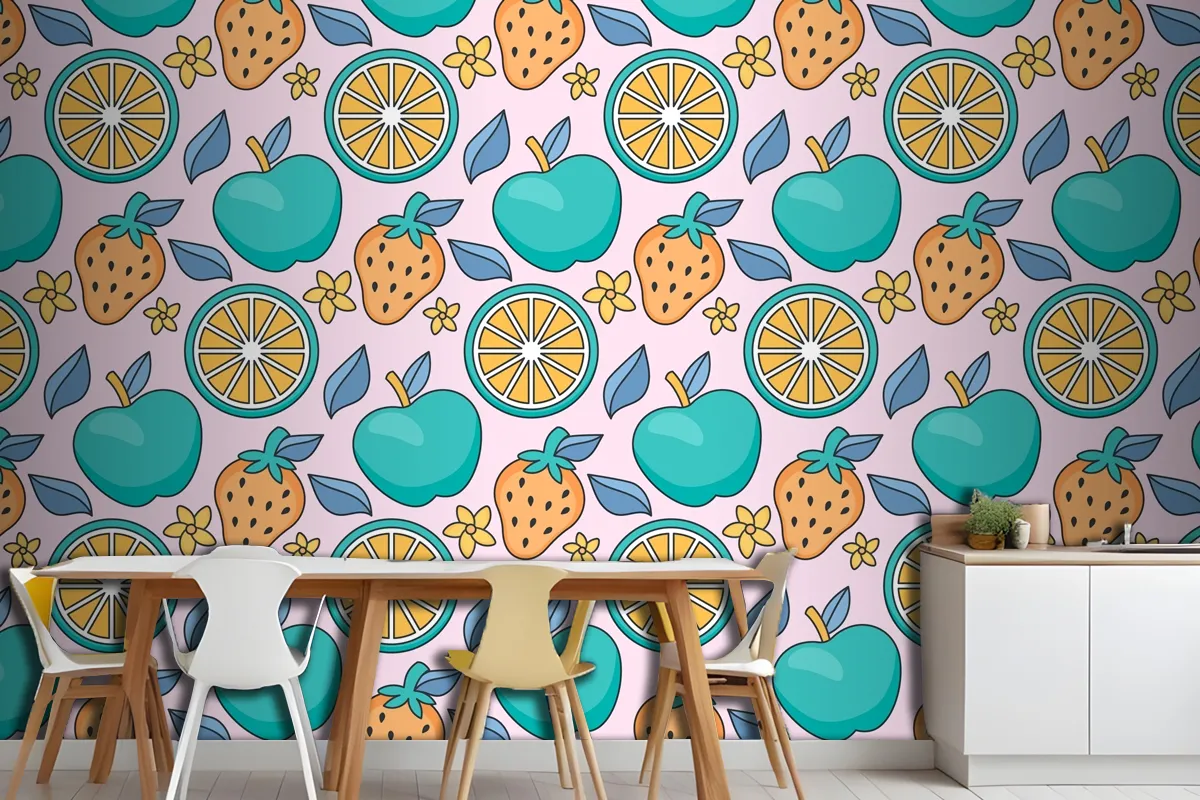 Hand Drawn Pastel Summer Pattern Design Wallpaper Mural