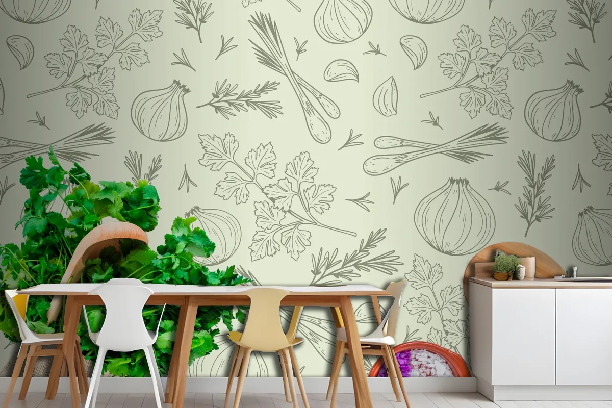 Hand Drawn Pattern Background Kitchen Wallpaper Mural