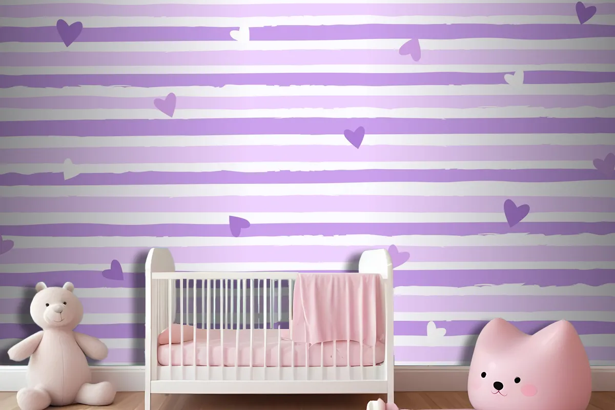 Hand Drawn Purple Striped Background Wallpaper Mural