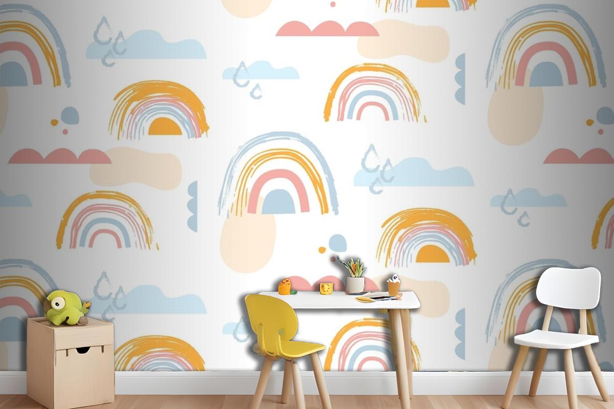 Hand Drawn Rainbow Pattern Design Girl Wallpaper Mural