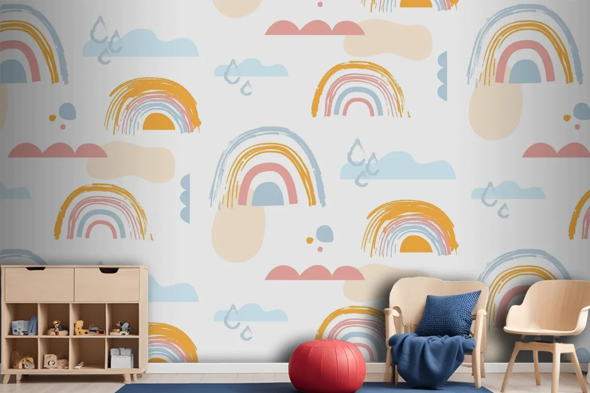 Hand Drawn Rainbow Pattern Design Wallpaper Mural