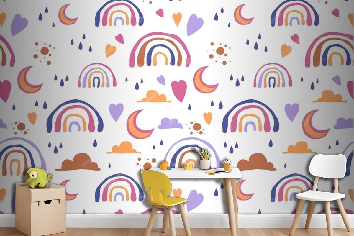 Hand Drawn Rainbow Pattern Design Wallpaper Mural