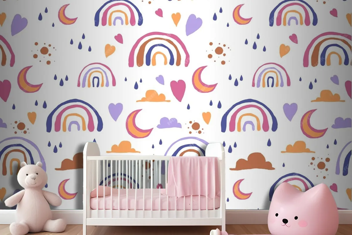 Hand Drawn Rainbow Pattern Design Wallpaper Mural