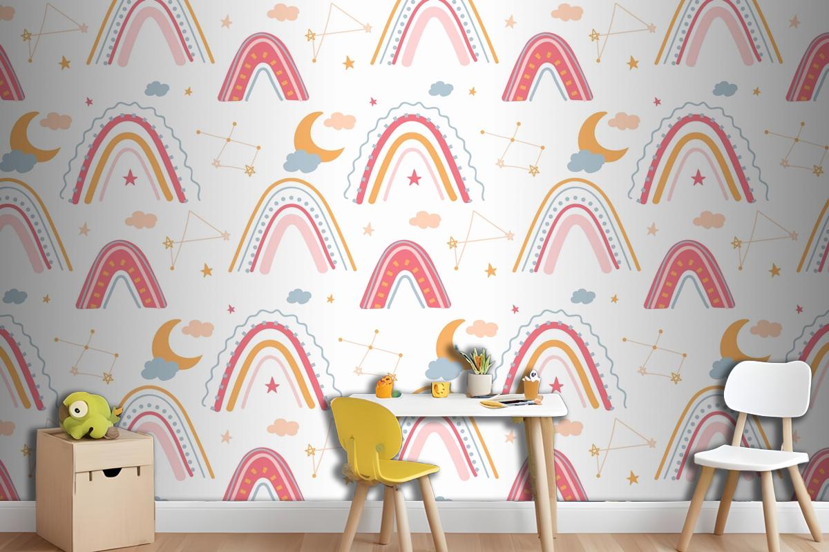 Hand Drawn Rainbow Pattern Wallpaper Mural