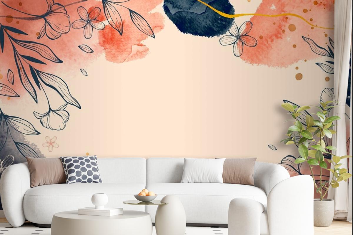 Hand Drawn Watercolor Floral Background Wallpaper Mural