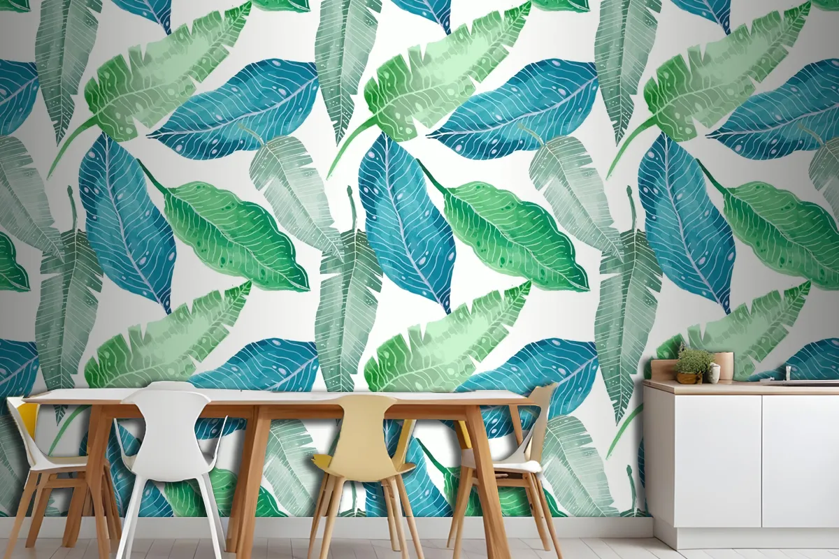 Hand Painted Summer Tropical Pattern Wallpaper Mural