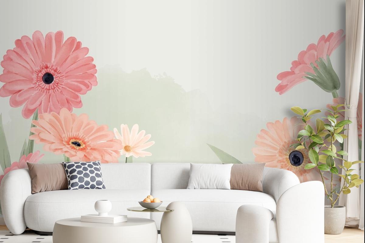 Hand Painted Watercolor Floral Background Wallpaper Mural