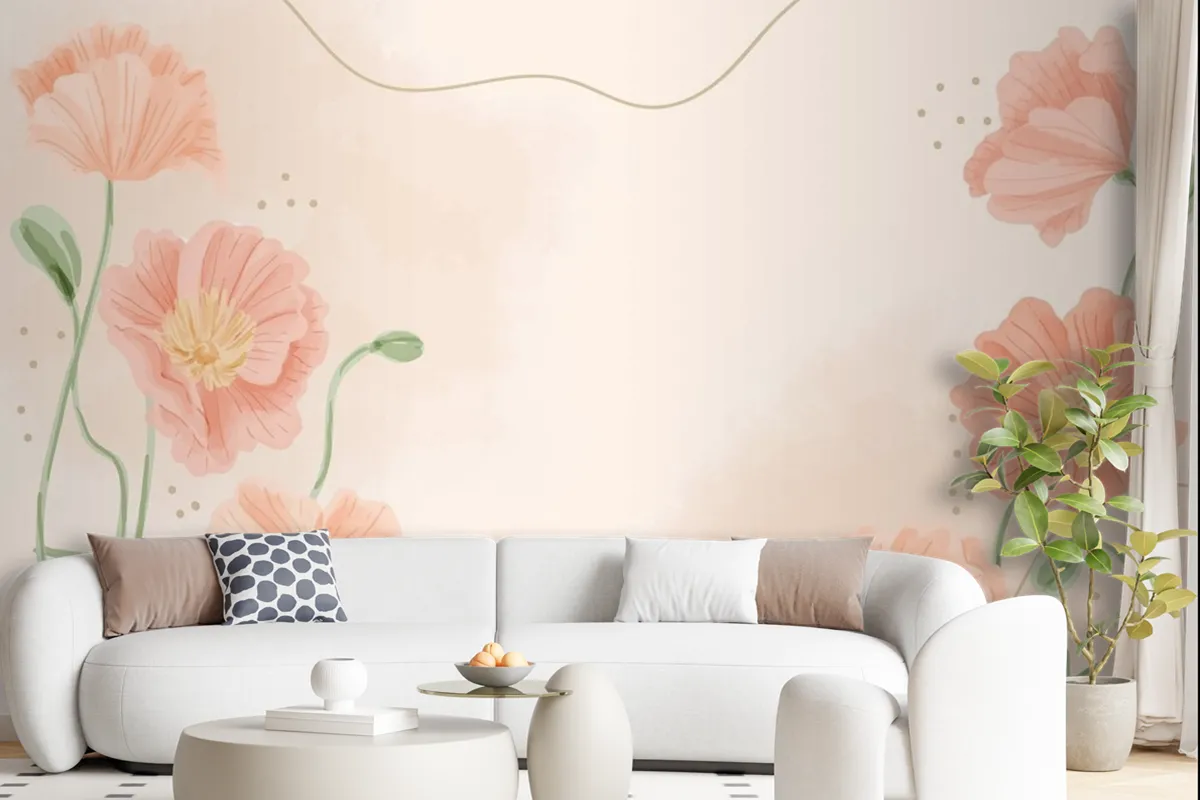 Hand Painted Watercolor Floral Background Wallpaper Mural