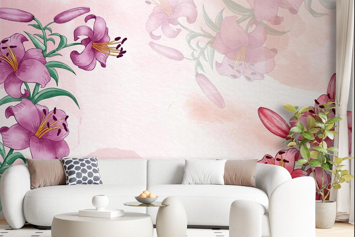 Hand Painted Watercolor Floral Background Wallpaper Mural