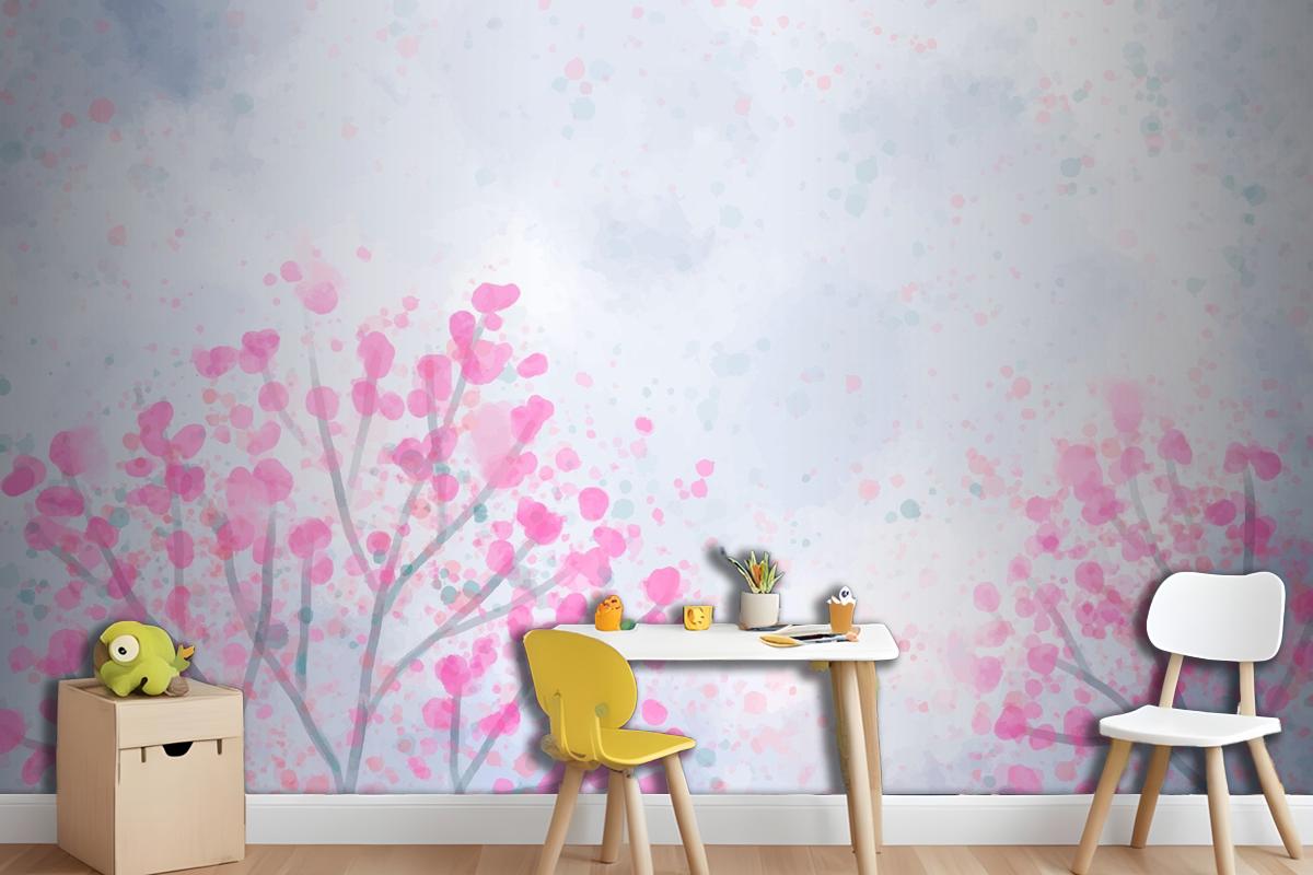 Hand Painted Watercolor Nature Background Wallpaper Mural