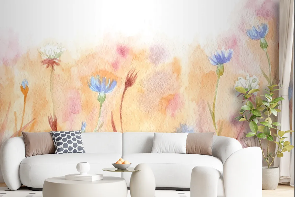 Hand Painted Watercolor Nature Wallpaper Mural