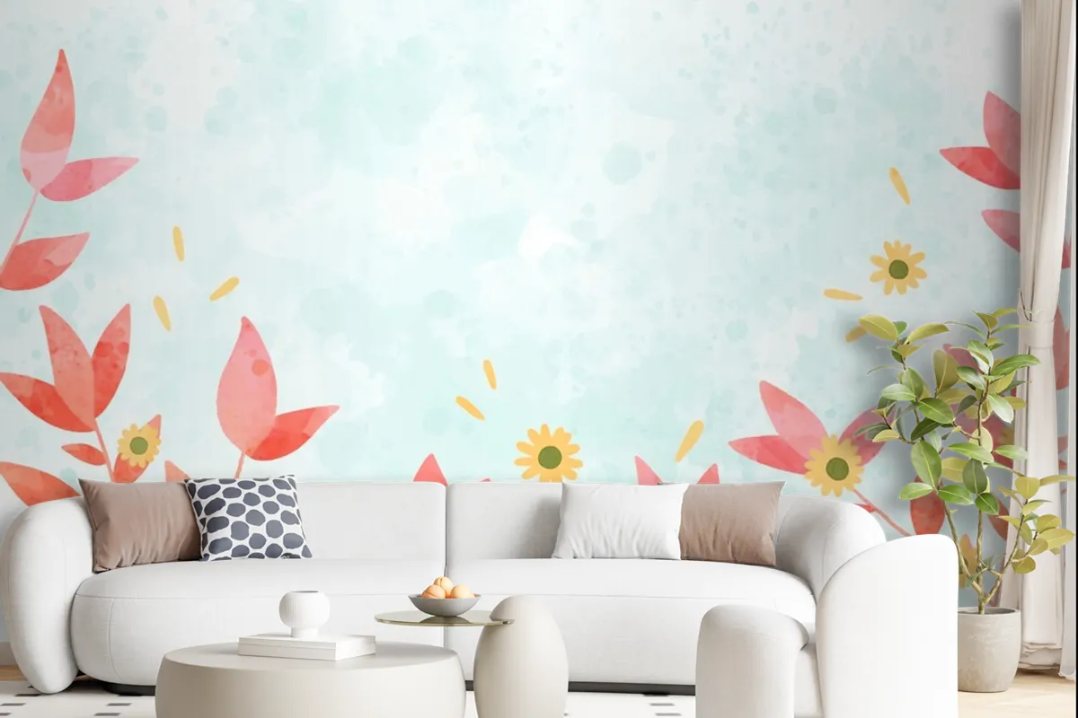 Hand Painted Watercolor Nature Background Wallpaper Mural