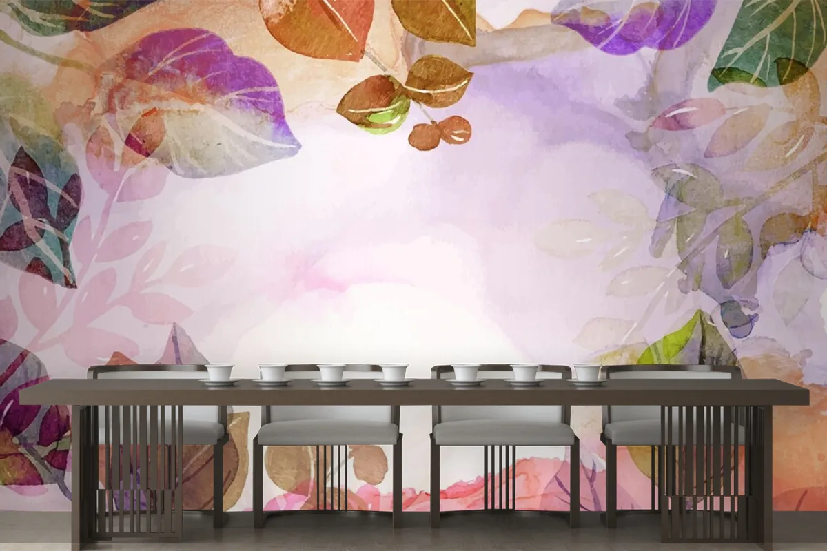 Hand Painted Watercolor Nature Background Wallpaper Mural 