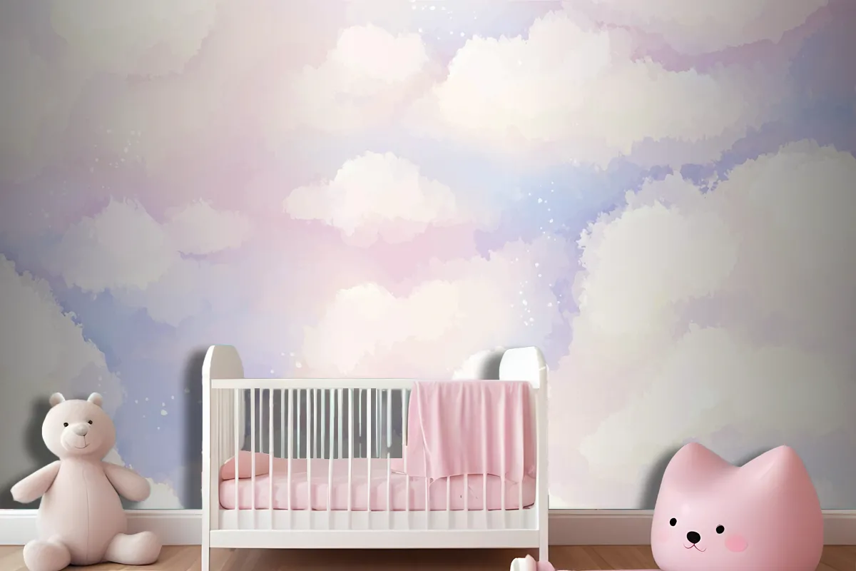 Hand Painted Watercolor Pastel Sky Background Wallpaper Mural