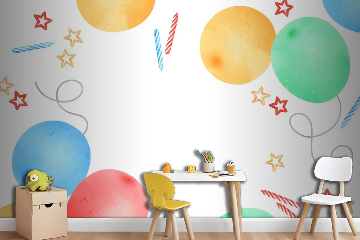 Happy Birthday Watercolor Frame Wallpaper Mural