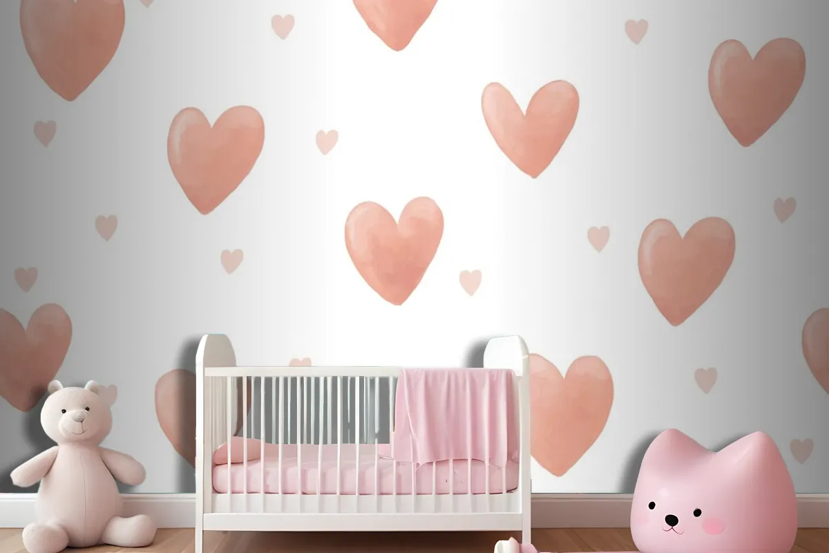 Heart Background Cute Watercolor Wallpaper Mural