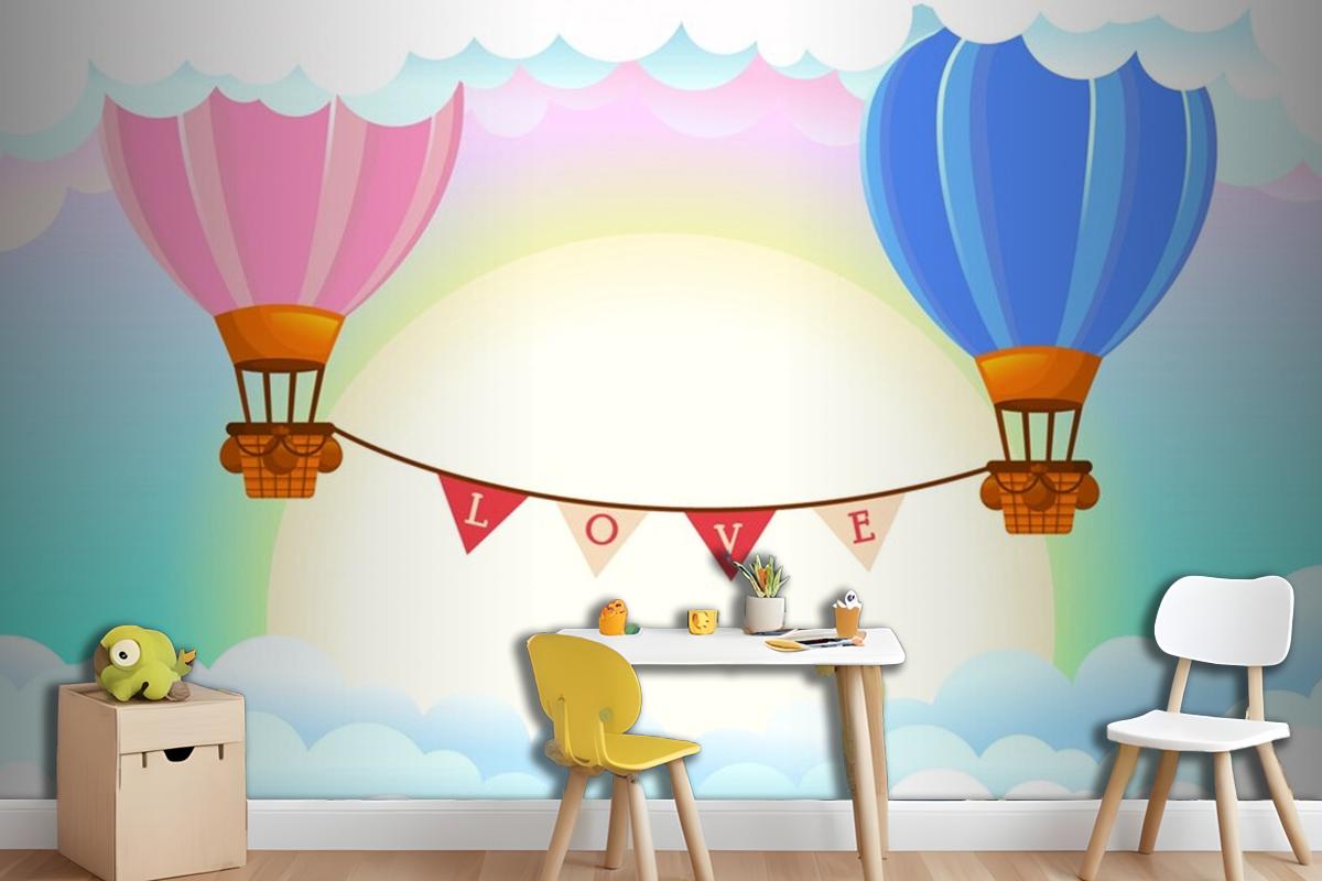 Hot Air Balloons Girl Wallpaper Mural