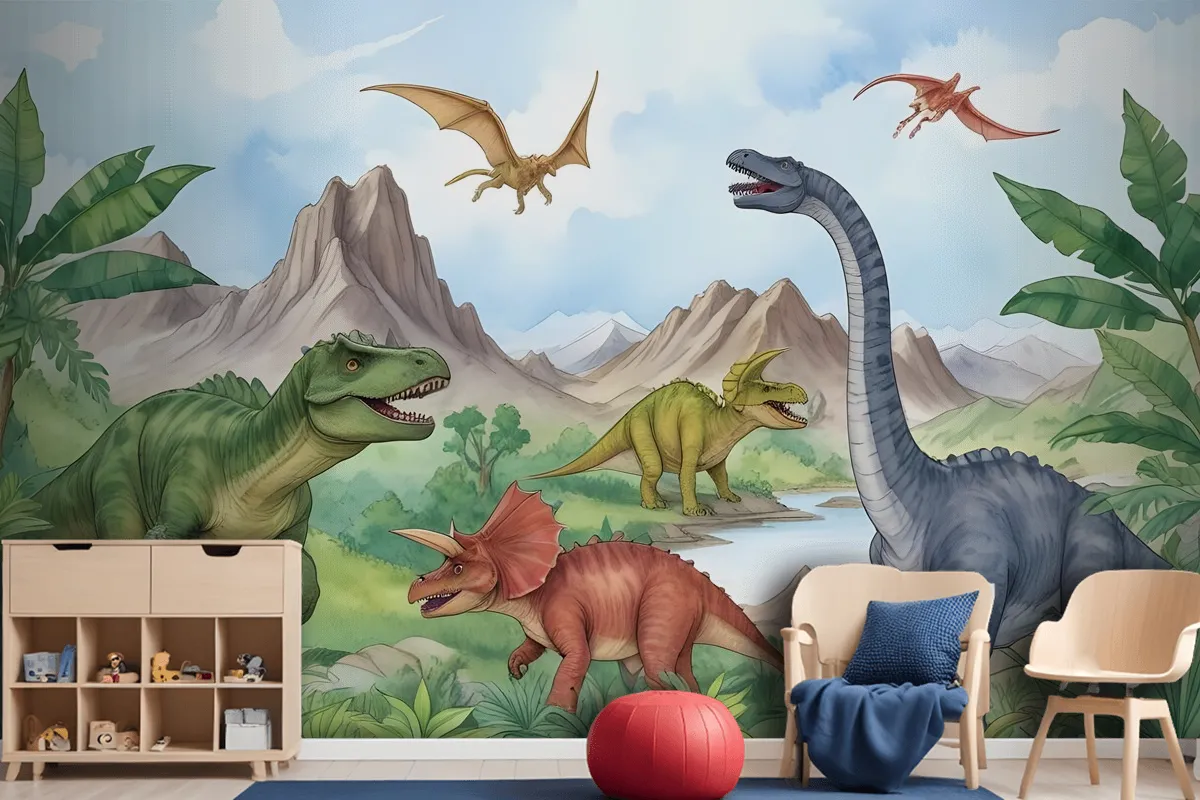 Kids Prehistoric Dinosaur Wallpaper Mural