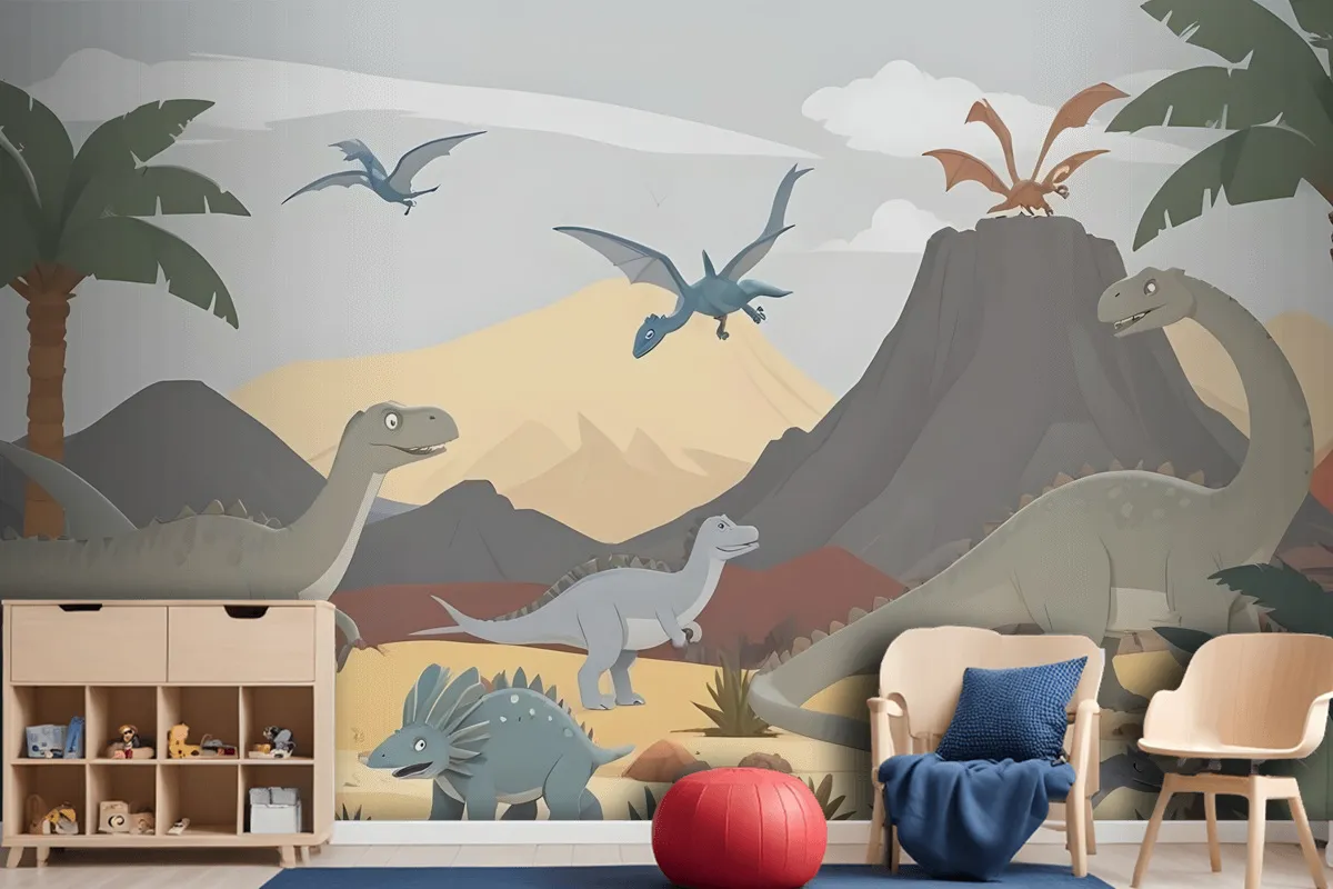 Kids Soft Dinosaurs Wallpaper Mural