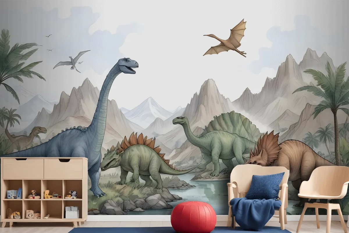 Kids Softs Dinosaur Jurassic World Wallpaper Mural