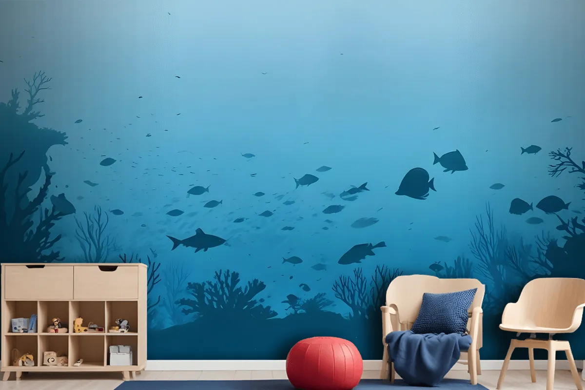 Kids Underwaters And Fishes Wallpaper Mural