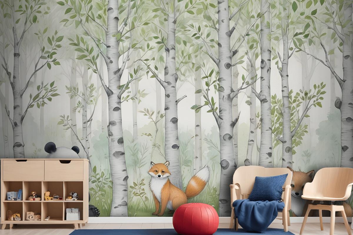 Kids Woodland Animals In The Forest Wallpaper Mural