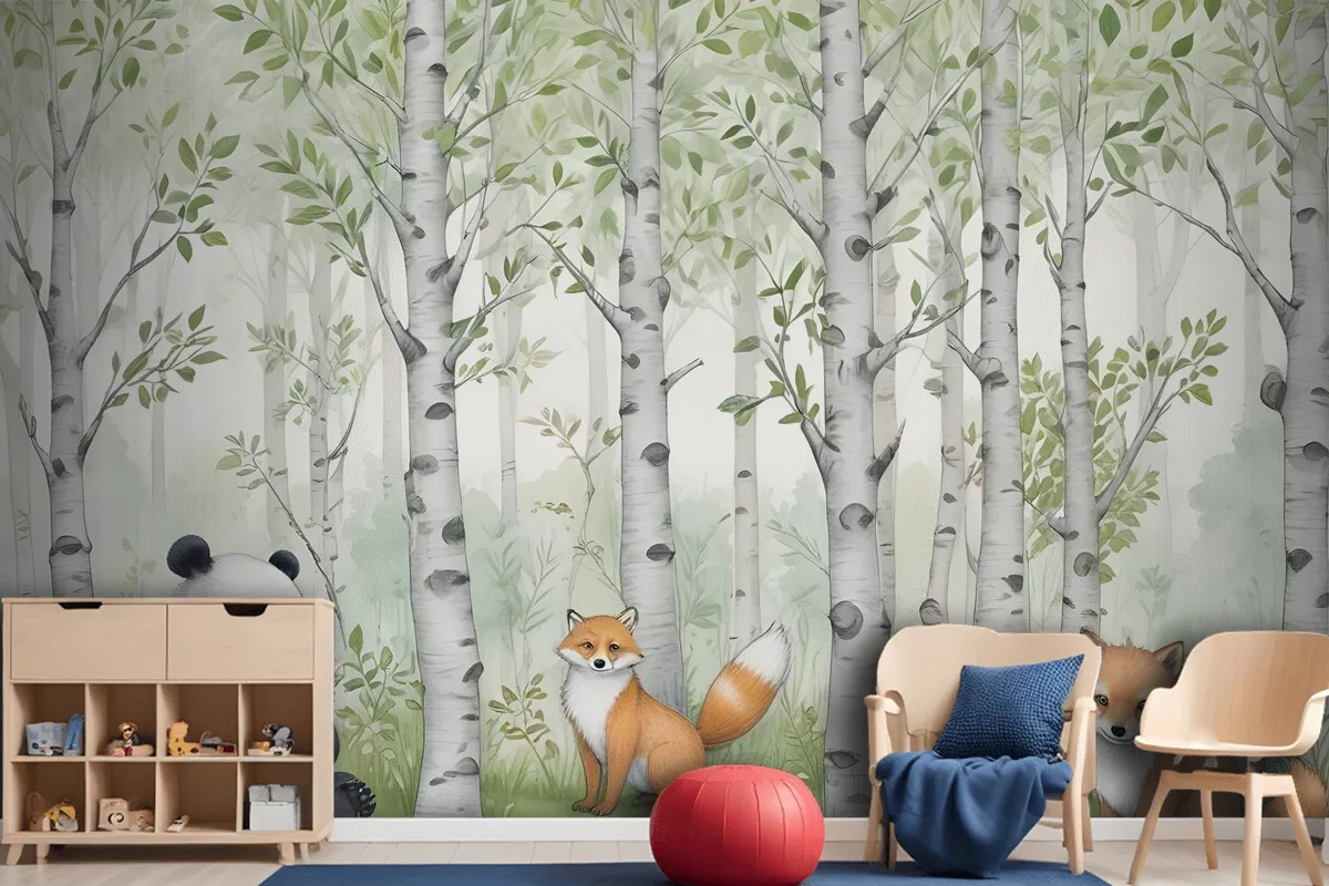 Kids Woodland Animals In The Forest Wallpaper Mural