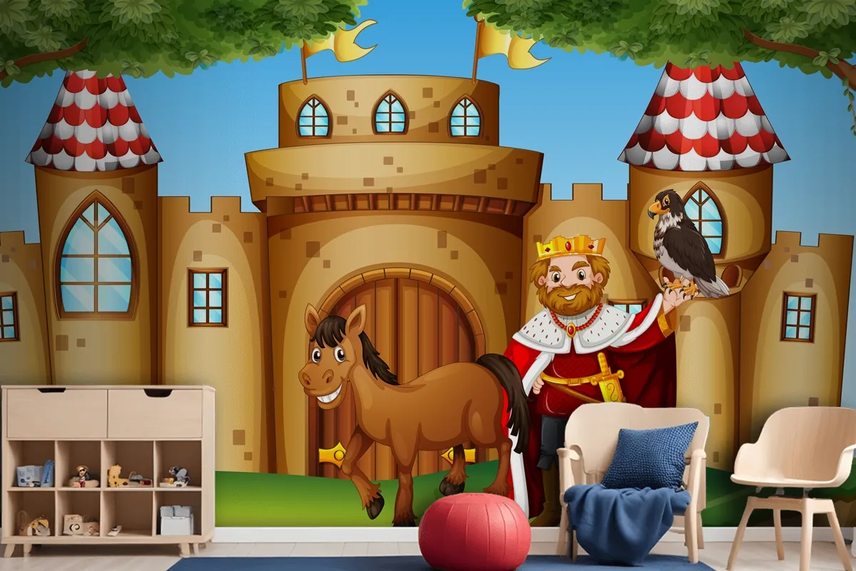 King And Horse At The Castle Wallpaper Mural