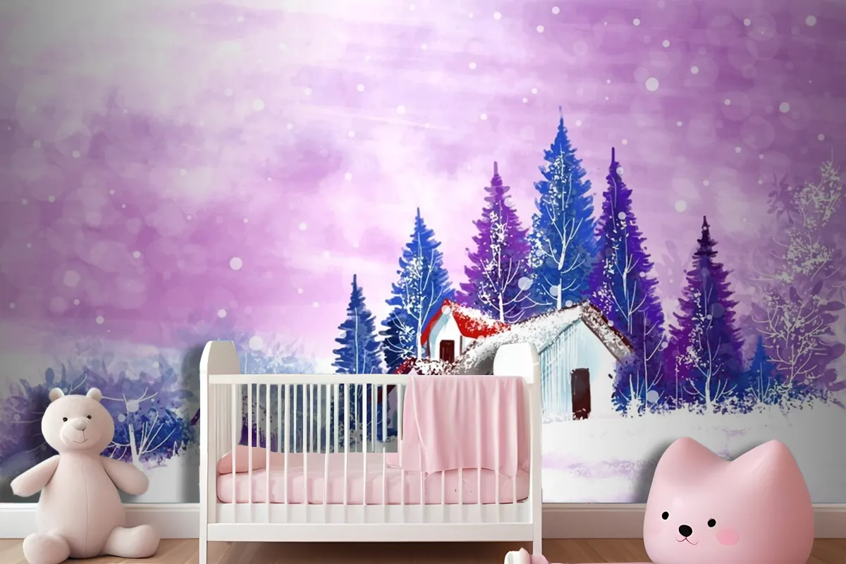 Landscape For Winter And New Year Holidays Christmas Wallpaper Mural