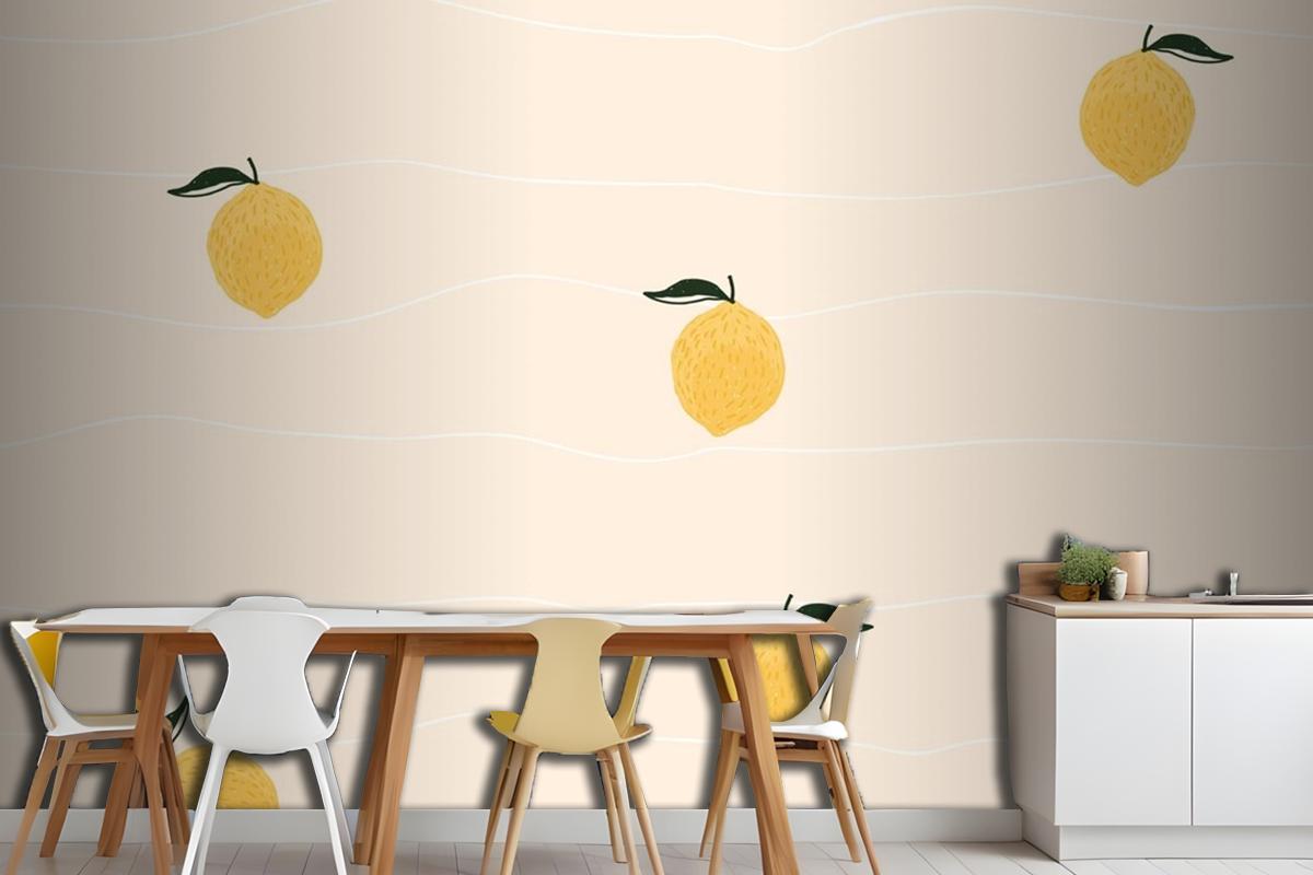 Lemon Background Kitchen Wallpaper Mural