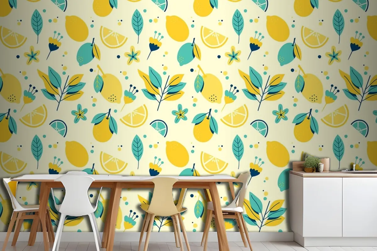 Lemon Summer Pattern Wallpaper Theme Wallpaper Mural