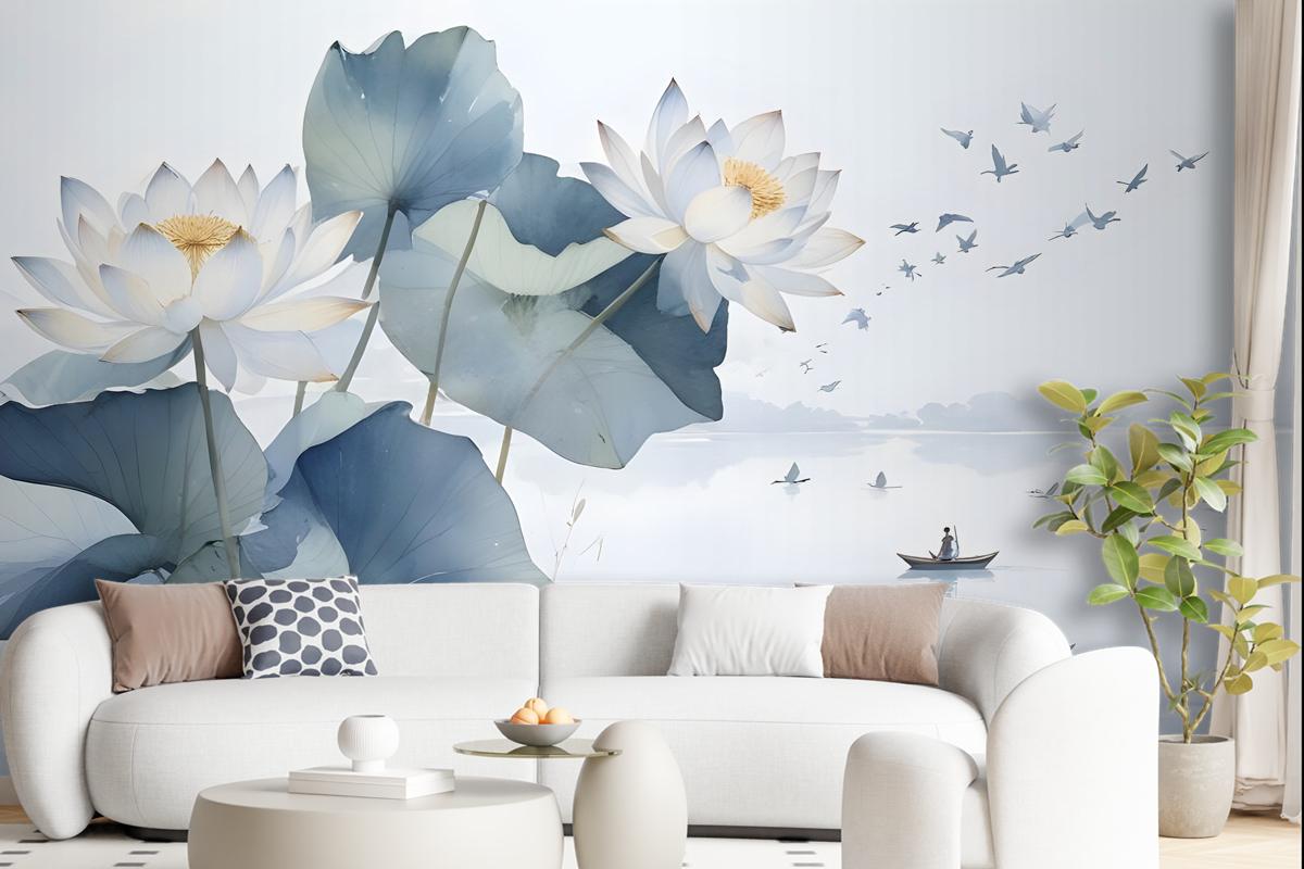 Lotus Floral Art Wallpaper Mural