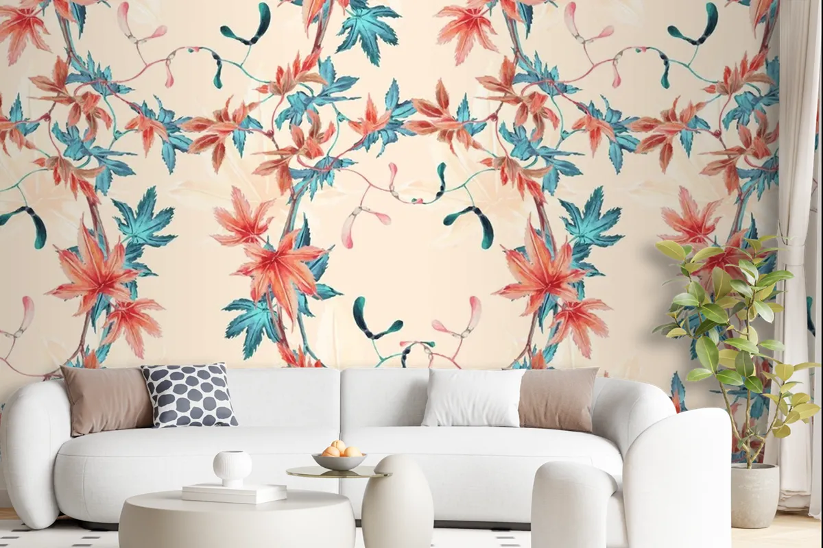 Maple Leaf Pattern Background Wallpaper Mural