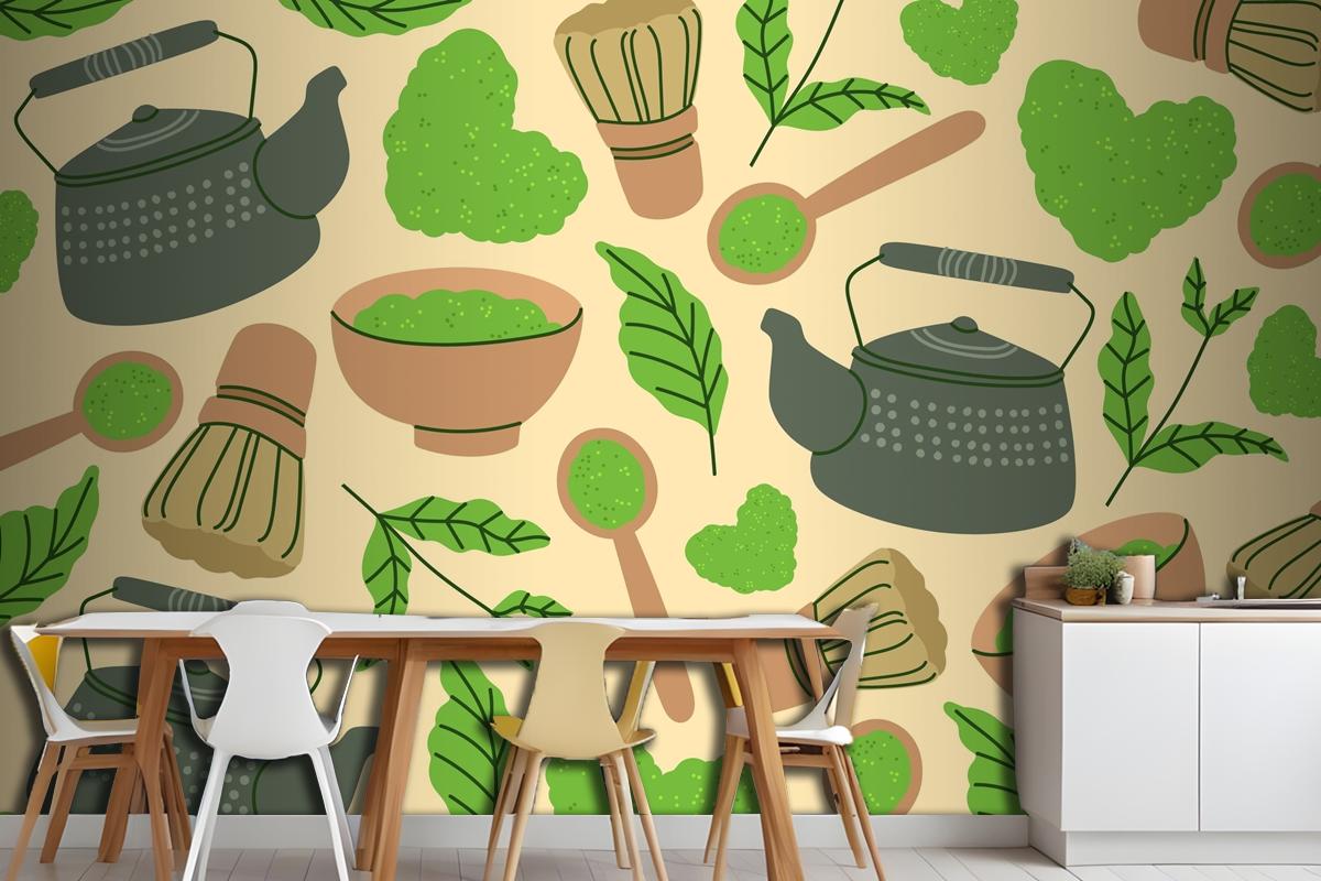 Matcha Tea Kitchen Wallpaper Mural