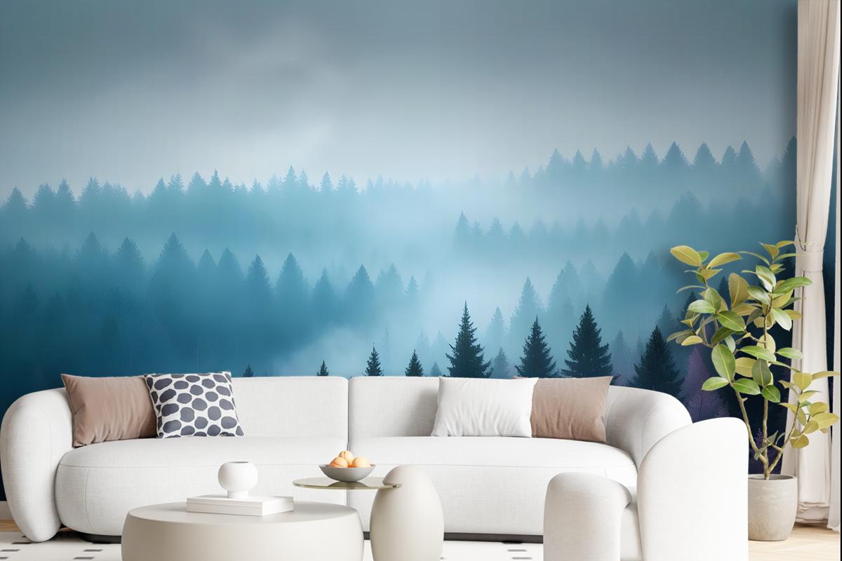 Misty Forest View Wallpaper Mural