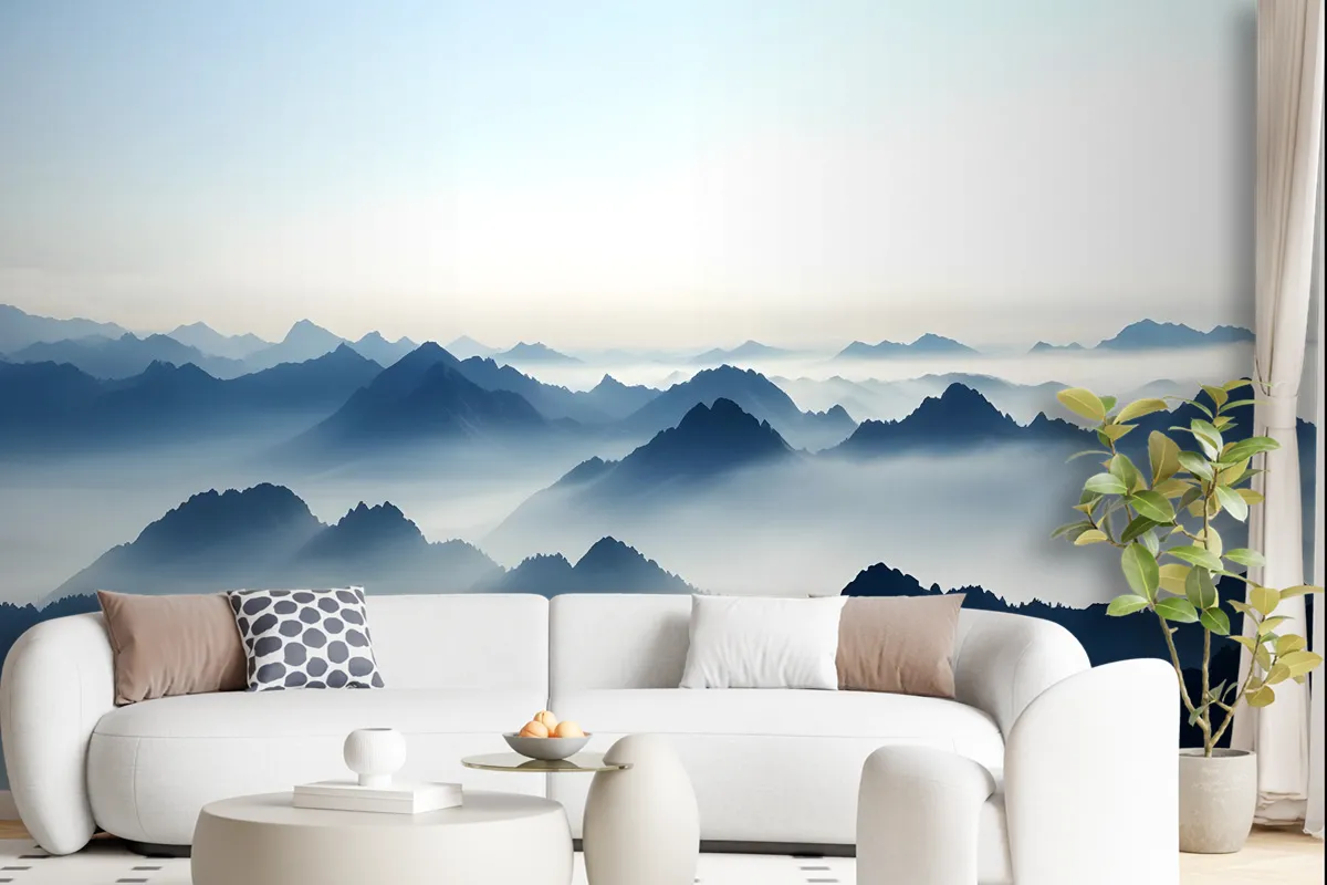 Misty Mountain Landscape Fog Wallpaper Mural