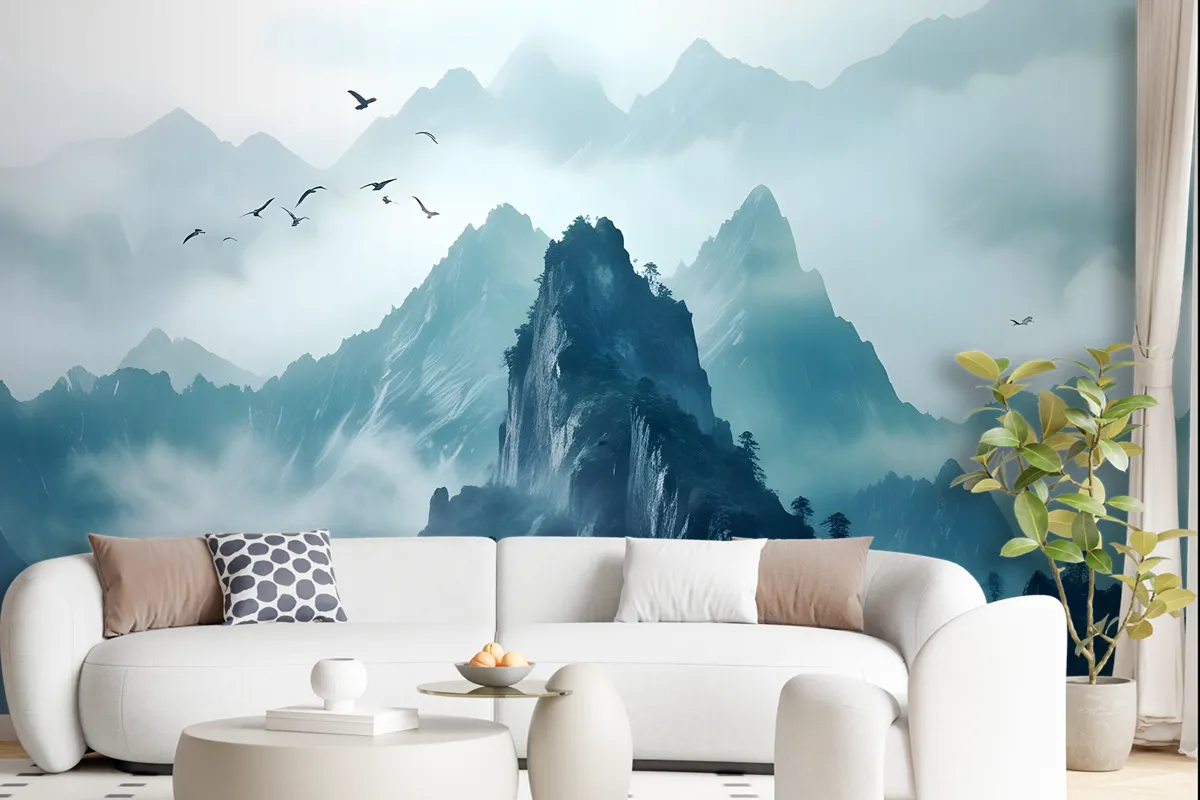 Misty Mountain Landscape Wallpaper Mural