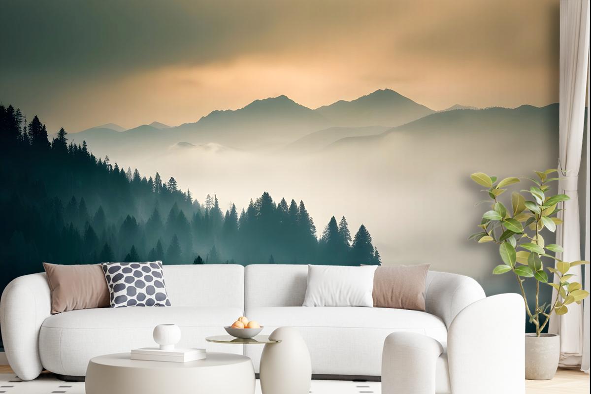 Misty Mountain View Wallpaper Mural