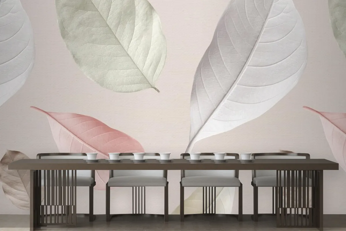 Mix Of Pastel Leaves Design Resource Wallpaper Mural