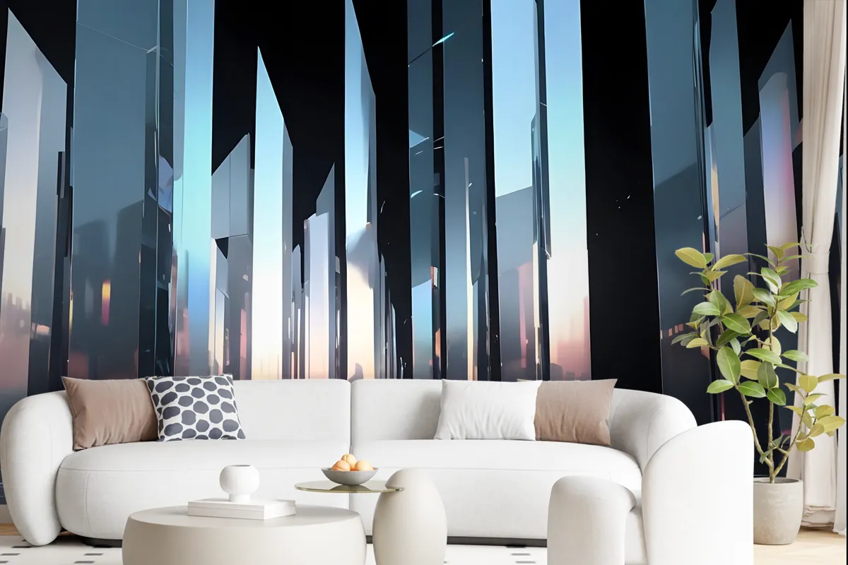 Modern Flat Black And White Bright And Reflective Atmosphere Light Effects Wallpaper Mural