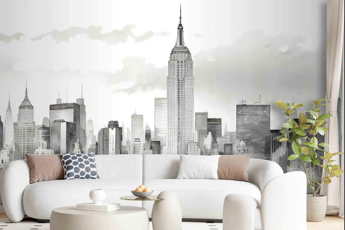 Monochrome Charcoal New York City Wallpaper Mural