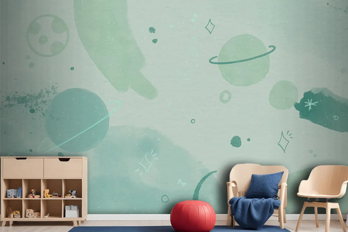 Monochrome Watercolor Galaxy Wallpaper Mural