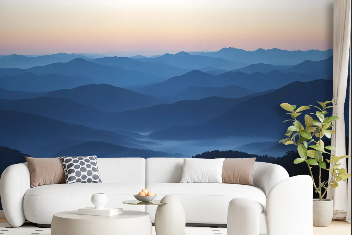 Mountain Silhouette At Sunset Wallpaper Mural