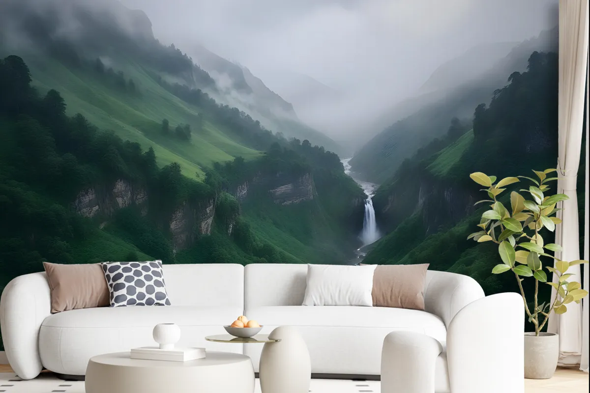 Mountain Waterfall Wallpaper Mural