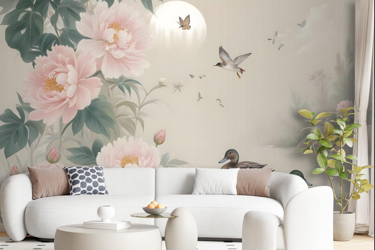 Nostalgic Peony Blossom Wallpaper Mural